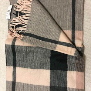 JCrew Classic Plaid Scarf - One Size - blush grey plaid women